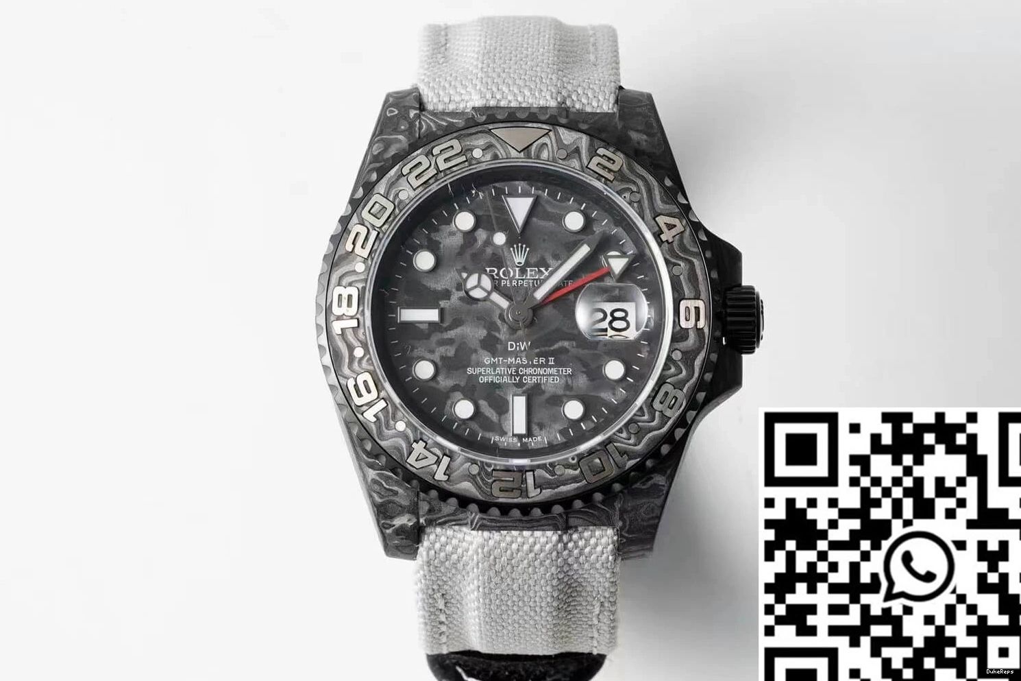 Carbon II Dial GMT-MASTER Rolex Fiber Fabric Diw Strap 1224